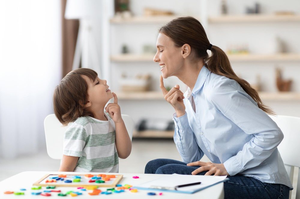 lady playing with kid